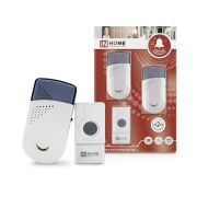 Звонок беспроводной ЗБН-6 с двумя динамиками 32 мелодии 120м с кнопкой IP44 бело-серый IN HOME