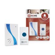 Звонок беспроводной ЗБ-8 32 мелодии 120м с кнопкой IP44 бело-голубой IN HOME