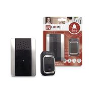 Звонок беспроводной ЗБ-10 38 мелодий с регулировкой звука, подсветкой, 150м цифровым кодированием с кнопкой IP44 СЕРЕБРЯНО-ЧЕРНЫЙ IN HOME