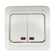 Выключатель двухклавишный с подсветкой CLASSICO белый 2123 IN HOME