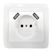 Розетка одинарная CLASSICO с двумя USB белая 2147 IN HOME