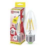 Лампа светодиодная LED-СВЕЧА-deco 5Вт 230В Е27 3000К 450Лм прозрачная IN HOME