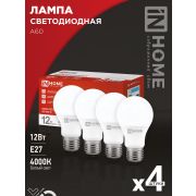 Лампа светодиодная LED-A60-VC 4PACK 12Вт 230В Е27 4000К 1140Лм (4шт./упак) IN HOME