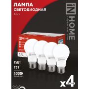 Лампа светодиодная LED-A60-VC 4PACK 15Вт 230В Е27 4000К 1430Лм (4шт./упак) IN HOME