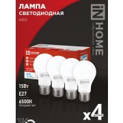 Лампа светодиодная LED-A60-VC 4PACK 15Вт 230В Е27 6500К 1430Лм (4шт./упак) IN HOME