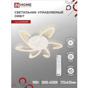 Светильник светодиодный ELEGANT ORBIT 90Вт 230В 3000-6500K 725х635х90мм c пультом ДУ белый IN HOME