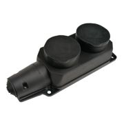 Розетка двойная с заземлением каучук с заглушками 16А IP44 черная 9322 IN HOME