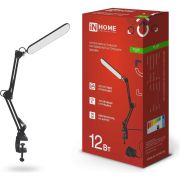 Светильник настольный светодиодный PLUS ССС-05Ч 12Вт 6500К 500Лм, USB, с адаптером, на струбцине ЧЕРНЫЙ IN HOME