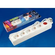 S-GSU5-3 WHITE Cетевой фильтр серии Universal, 3м (Пвс 3*0,75), 5 гнезд, с/з. 10А. Защита от перенапряжения, короткого замыкания. TM Uniel.