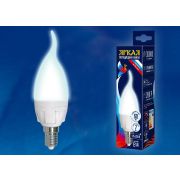 LED-CW37 7W/NW/E14/FR PLP01WH Лампа светодиодная. Форма «свеча на ветру», матовая. Серия ЯРКАЯ. Белый свет (4000K). Картон. ТМ Uniel