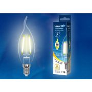 LED-CW35-5W/WW/E14/CL/DIM GLA01TR Лампа светодиодная диммируемая. Форма «свеча на ветру», прозрачная. Серия Air. Теплый белый свет (3000K). Картон. ТМ Uniel