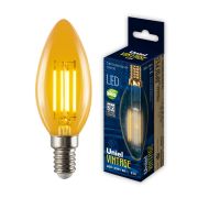 LED-C35-5W/GOLDEN/E14 GLV21GO Лампа светодиодная Vintage. Форма «свеча», золотистая колба. Картон. ТМ Uniel