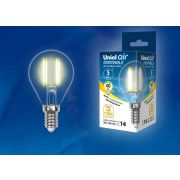 LED-G45-5W/WW/E14/CL/DIM GLA01TR Лампа светодиодная диммируемая. Форма «шар», прозрачная. Серия Air. Теплый белый свет (3000K). Картон. ТМ Uniel