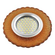 DLS-L140 GU5.3 GLASSY/GOLD Светильник декоративный встраиваемый, серия Luciole. Без лампы, цоколь GU5.3. Доп. светодиодная подсветка 3Вт. Стекло. Зеркальный/светло-желтый. ТМ Fametto