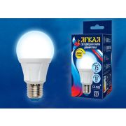LED-A60 10W/6500K/E27/FR/DIM PLP01WH Лампа светодиодная, диммируемая. Форма «А», матовая. Серия Яркая. Дневной свет (6500K). Картон. ТМ Uniel.