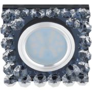 DLS-L131 GU5.3 CHROME/BLACK Светильник декоративный встраиваемый, серия Luciole. Без лампы, цоколь GU5.3. Доп. светодиодная подсветка 3Вт. Металл/стекло. Хром/черный. ТМ Fametto