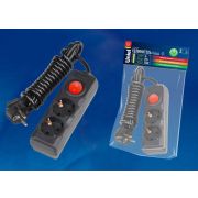 S-GCD2-3B BLACK Удлинитель серии Standart, шнур 3м., 2 гнезда, с/з. Черный. TM Uniel.