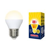 LED-G45-11W/WW/E27/FR/NR Лампа светодиодная. Форма «шар», матовая. Серия Norma. Теплый белый свет (3000K). Картон. ТМ Volpe