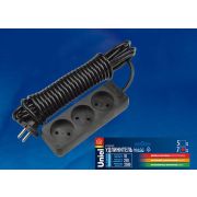 S-CD3-7 BLACK Удлинитель серии Standart, шнур 7м., 3 гнезда, б/з. Черный. TM Uniel.