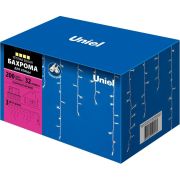 ULD-B3010-200/SWK WARM WHITE IP67 Бахрома светодиодная со статическим свечением, 3м. Соединяемая. 200 светодиодов. Теплый белый  свет. Провод белый. TM Uniel.