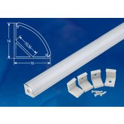 UFE-K06 SILVER/FROZEN 200 POLYBAG Угловой алюминиевый профиль с матовым рассеивателем, 200 см. 2 заглушки+4 крепежа в/к.. ТМ Uniel