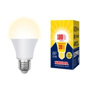 LED-A65-20W/WW/E27/FR/NR Лампа светодиодная. Форма «A», матовая. Серия Norma. Теплый белый свет (3000K). Картон. ТМ Volpe