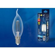LED-CW35-9W/3000K/E14/CL PLS02WH Лампа светодиодная. Форма «свеча на ветру», прозрачная. Серия Sky. Теплый белый свет (3000К). Картон. ТМ Uniel.