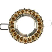 DLS-L151 GU5.3 GLASSY/GOLD Светильник декоративный встраиваемый, серия Luciole. Без лампы, GU5.3. Доп. светодиодная подсветка 3Вт. Стекло. Зеркальный/прозрачный+светло-коричневый. ТМ Fametto