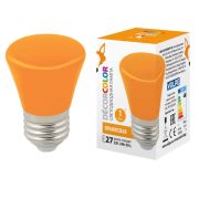LED-D45-1W/ORANGE/E27/FR/С BELL Лампа декоративная светодиодная. Форма «Колокольчик», матовая. Цвет оранжевый. Картон. ТМ Volpe.
