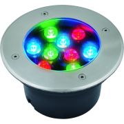 ULU-B12A-9W/RGB IP67 GREY Светильник светодиодный уличный. Архитектурный встраиваемый. RGB свет. Корпус серый. TM Uniel.