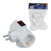 S-GES3-16TR Разветвитель сетевой с защитой и с выключателем. 3 гнезда, с/з. 16А. 3500Вт. Белый. ТМ Uniel