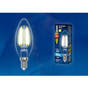 LED-C35-13W/3000K/E14/CL PLS02WH Лампа светодиодная. Форма «свеча», прозрачная. Серия Sky. Теплый белый свет (3000К). Картон. ТМ Uniel.