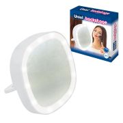 ULK-F71 3AAA WHITE Зеркало карманное с подсветкой. На батарейках 3AАА (не в/к). Белый. ТМ Uniel