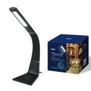 TLD-565 Black/LED/360Lm/3000-6000K/Dimmer/WR Светильник настольный, 12W. Сенсорный выключатель. Диммер. Беспроводное зарядное устройство. Черный. ТМ Uniel