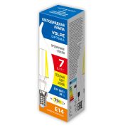 LED-CW35-7W/3000K/E14/CL/SLF Лампа светодиодная. Форма «свеча на ветру», прозрачная. Теплый белый свет (3000К). ТМ Volpe