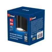 ULU-S04A-5W/4000K IP54 BLACK Светильник светодиодный уличный. Архитектурный накладной. Белый свет (4000K). Корпус черный. TM Uniel.