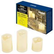 ULD-F060 WARM WHITE CANDLE SET3 Фигура светодиодная «Свеча» на батарейках CR2032 (в/к), в составе набора из 3 штук. 1 светодиод. Теплый белый свет. TM Uniel