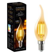 LED-CW35-5W/AMBER/E14/VLF Лампа светодиодная Vintage. Форма «свеча на ветру», янтарная колба. Картон. TM Volpe