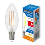 LED-C35-6W/4000K/E14/CL/DIM/SLF Лампа светодиодная, диммируемая. Форма «свеча», прозрачная. Белый свет (4000K). ТМ Volpe