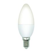LED-C37-6W/3000K/E14/FR/SLS Лампа светодиодная. Форма «свеча», матовая. Теплый белый свет (3000K). ТМ Volpe
