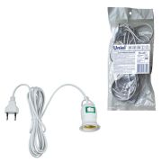 DLC-P-T50B/E27 2M WHITE Патрон подвесной с выключателем и штепсельной вилкой, 200см. Цоколь Е27. Белый. TM Uniel