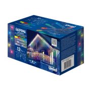 ULD-B12006-195/TTK MULTI IP44 Бахрома светодиодная с эффектом мерцания, 12м. Соединяемая. 195 светодиодов. Разноцветный свет. Провод прозрачный. ТМ Uniel