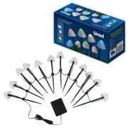 USL-S-830/PM020 MULTICOLOR MUSHROOMS SET12 Садовый светильник на солнечной батарее «Разноцветные грибы», в комплекте из 12 штук. 12 светодиодов. Разноцветный свет. 1*АA Ni-Mh аккумулятор в/к. IP44. TM Uniel