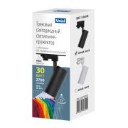 ULB-T55-30W/4000K BLACK Светильник-прожектор светодиодный трековый. 2700 Лм. Белый свет (4000К). Корпус черный. ТМ Uniel