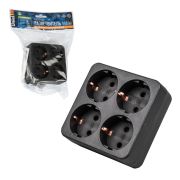 S-GES4-16S BLACK Разветвитель сетевой, с/з. 4 гнезда. 16А, 3500Вт. Черный. ТМ Uniel