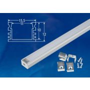 UFE-K10 SILVER/FROZEN 200 POLYBAG Накладной алюминиевый профиль с матовым рассеивателем, 200 см. 2 заглушки+4 крепежа в/к.. ТМ Uniel