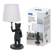 UML-B465 E14 SILVER Светильник настольный декоративный «Кот», под лампу Е14, 40W. Механический выключатель. Серебристый. ТМ Uniel