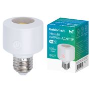 ULH-A180 E27/WF WHITE Умный патрон-адаптер Wi-Fi+Bluetooth, под лампу Е27. 220В. 100Вт. Белый. Голосовое управление+приложение UnielSmart. TM Uniel