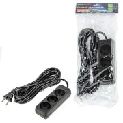S-CU3-5 BLACK Удлинитель серии Ultra, шнур 5м., 3 гнезда, 10A, б/з. Черный. TM Uniel