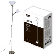 UML-T520 E27+E14 SILVER/WHITE Торшер напольный под лампу Е27 и Е14, 2х60W. Серебристый/Белый. ТМ Uniel